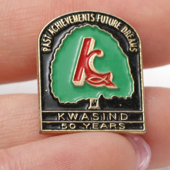 Vintage 1994 Camp KWASIND Christian Enamelled Metal Pin 50 Year Summer Religion - Picture 2 of 4